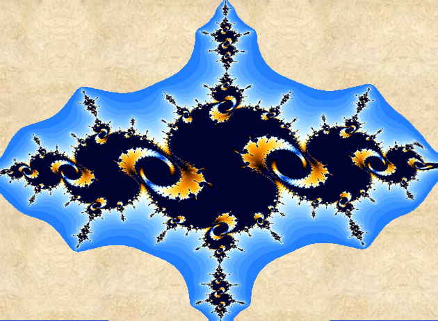 A gold and blue Julia fractal image